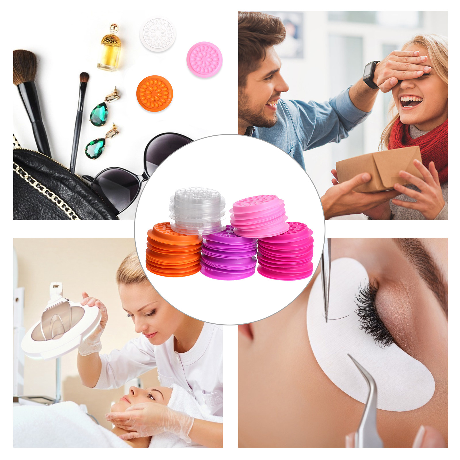 100Pcs Flower Shape Eyelash Gl - Eyelash Extension Is Safe review and price